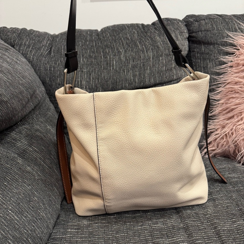 Elegant Cream Leather Shoulder Bag - NWT